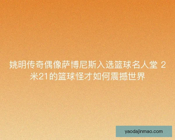姚明传奇偶像萨博尼斯入选篮球名人堂 2米21的篮球怪才如何震撼世界